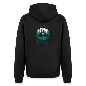 Die Versunkene Stadt Atlantis - Unisex Premium Bio Zip Hoodie - Schwarz - Hinten - Nico (187cm)