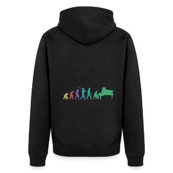 Evolution of man Piano Musician Retro Vintage - Unisex Premium Bio Zip Hoodie - Schwarz - Hinten - Nico (187cm)