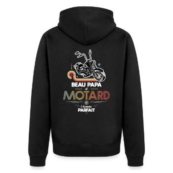 Beau papa et motard l homme parfait - Veste à capuche bio Premium Unisexe - noir - Dos - Nico (187cm)