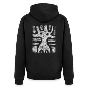 Native abstrakte Kunst - Höhlenmalerei - Unisex Premium Bio Zip Hoodie - Schwarz - Hinten - Nico (187cm)