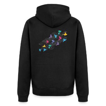 Crafting Paper Crane Paper Folds Origami - Unisex Premium Organic Zip Hoodie - black - Back - Nico (187cm)