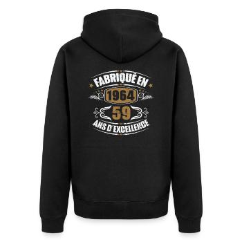 Cadeau d'anniversaire 59 ans, Fabriqué en 1964 - Veste à capuche bio Premium Unisexe - noir - Dos - Nico (187cm)