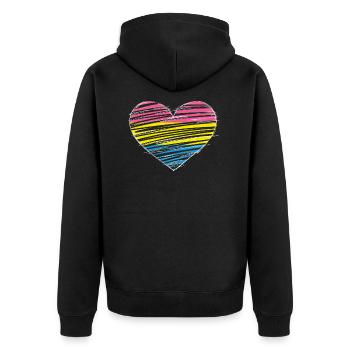 Pan Flag Heart LGBT Pansexual - Unisex Premium Organic Zip Hoodie - black - Back - Nico (187cm)