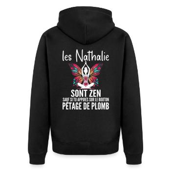Humour Surprise pour Femme Nathalie - Veste à capuche bio Premium Unisexe - noir - Dos - Nico (187cm)