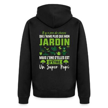Idée de cadeau de jardinage amusant pour papi - Veste à capuche bio Premium Unisexe - noir - Dos - Nico (187cm)