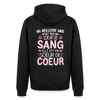 Meilleure Amie Sœur Par Cœur Idée Cadeau Pour - Veste à capuche bio Premium Unisexe - noir - Dos - Nico (187cm)
