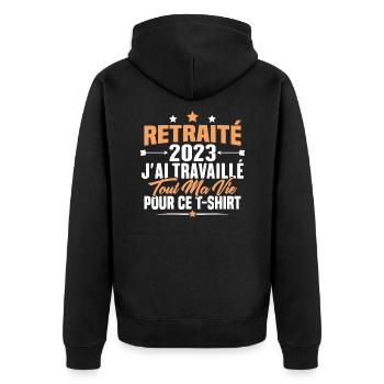 Retraité En 2023 / Humour Cadeau Retraité 2023 - Veste à capuche bio Premium Unisexe - noir - Dos - Nico (187cm)