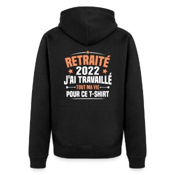 Retraité En 2022 / Humour Cadeau Retraité 2022 - Veste à capuche bio Premium Unisexe - noir - Dos - Nico (187cm)