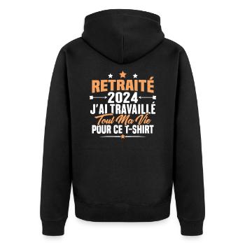 Retraité En 2024 / Humour Cadeau Retraité 2024 - Veste à capuche bio Premium Unisexe - noir - Dos - Nico (187cm)