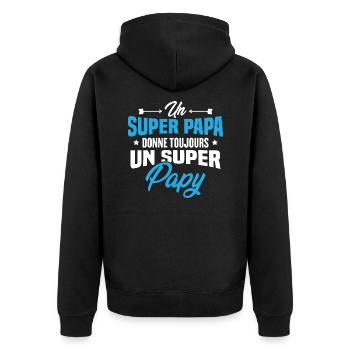 Un super papa donne toujours un super papy - Veste à capuche bio Premium Unisexe - noir - Dos - Nico (187cm)