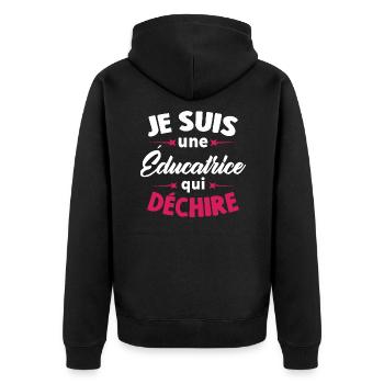 Je suis une éducatrice qui déchire - Veste à capuche bio Premium Unisexe - noir - Dos - Nico (187cm)