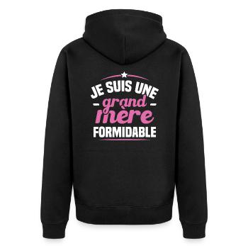 Je suis une grand mère formidable - Veste à capuche bio Premium Unisexe - noir - Dos - Nico (187cm)