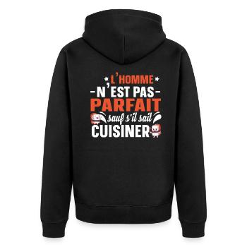 Homme Cuisiner Cuisinier Cadeau Humour Cordon Bleu - Veste à capuche bio Premium Unisexe - noir - Dos - Nico (187cm)