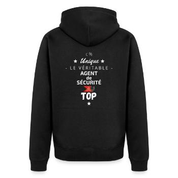 Le véritable Agent de Sécurité au top - Veste à capuche bio Premium Unisexe - noir - Dos - Nico (187cm)