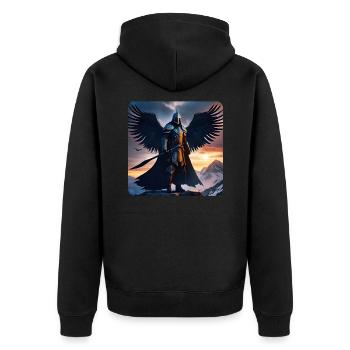 Fantasy Angel Knight - Unisex Premium Organic Zip Hoodie - black - Back - Nico (187cm)