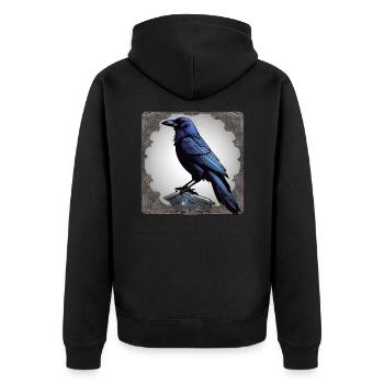 Black Raven - Unisex Premium Organic Zip Hoodie - black - Back - Nico (187cm)