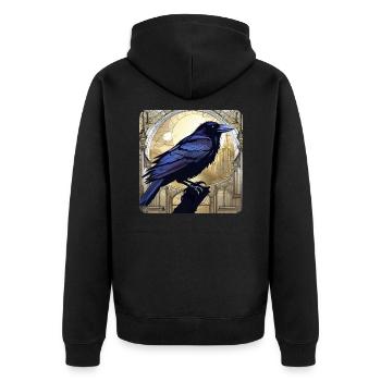 Black Raven - Unisex Premium Organic Zip Hoodie - black - Back - Nico (187cm)