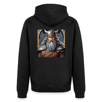 Germane Wikinger - Unisex Premium Bio Zip Hoodie - Schwarz - Hinten - Nico (187cm)