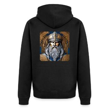 Stolzer Wikinger - Unisex Premium Bio Zip Hoodie - Schwarz - Hinten - Nico (187cm)