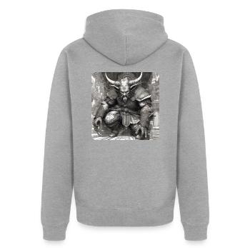 Dämon Monster Ungeheuer - Unisex Premium Bio Zip Hoodie - Grau meliert - Hinten - Nico (187cm)