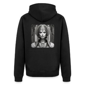 Mystische Fantasy Frau - Unisex Premium Bio Zip Hoodie - Schwarz - Hinten - Nico (187cm)