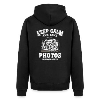 Restez calme et prenez des photos - Veste à capuche bio Premium Unisexe - noir - Dos - Nico (187cm)
