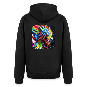 Cooler Chinesischer Drache im Graffiti Style - Unisex Premium Bio Zip Hoodie - Schwarz - Hinten - Nico (187cm)