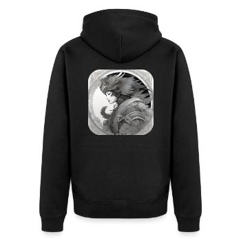 Proud Fantasy Warrior Shieldmaiden - Unisex Premium Organic Zip Hoodie - black - Back - Nico (187cm)