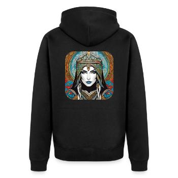 Mystische Fantasy Frau - Unisex Premium Bio Zip Hoodie - Schwarz - Hinten - Nico (187cm)