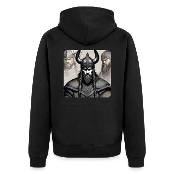 Stolzer Wikinger Krieger Germane - Unisex Premium Bio Zip Hoodie - Schwarz - Hinten - Nico (187cm)