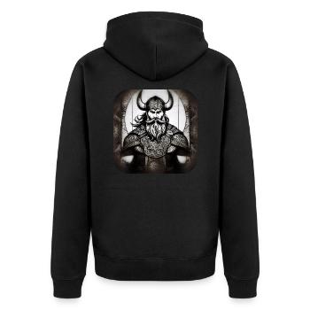 Proud Viking Warrior Germanic - Unisex Premium Organic Zip Hoodie - black - Back - Nico (187cm)