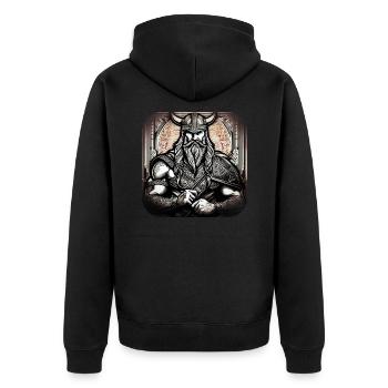 Stolzer Wikinger Krieger Germane - Unisex Premium Bio Zip Hoodie - Schwarz - Hinten - Nico (187cm)