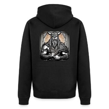 Stolzer Wikinger Krieger Germane - Unisex Premium Bio Zip Hoodie - Schwarz - Hinten - Nico (187cm)