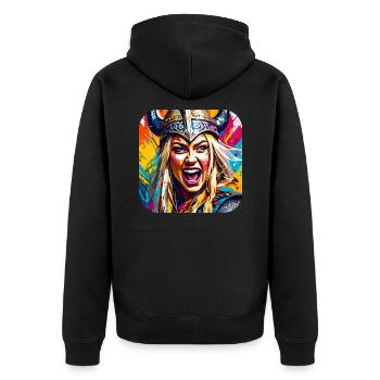 Viking in graffiti style - Unisex Premium Organic Zip Hoodie - black - Back - Nico (187cm)