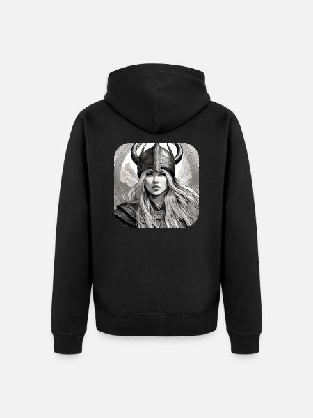Proud Viking Germanin Shieldmaiden - Unisex Premium Organic Zip Hoodie - black