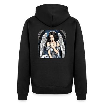 Cool Gothic Angel III - Unisex Premium Organic Zip Hoodie - black - Back - Nico (187cm)