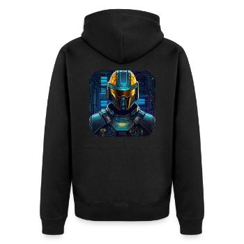 Cool Cyberspace Motif - Unisex Premium Organic Zip Hoodie - black - Back - Nico (187cm)