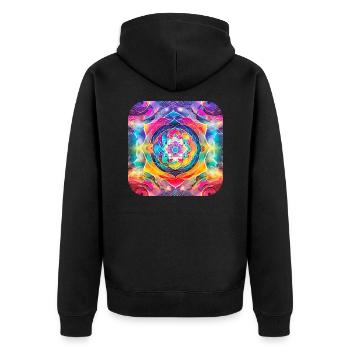 Motif psychédélique I - Veste à capuche bio Premium Unisexe - noir - Dos - Nico (187cm)