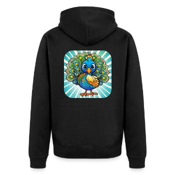 Cute Peacock I - Unisex Premium Organic Zip Hoodie - black - Back - Nico (187cm)