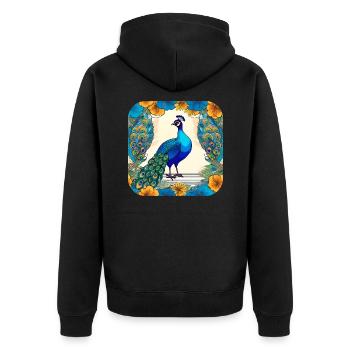 Paon élégant - Veste à capuche bio Premium Unisexe - noir - Dos - Nico (187cm)