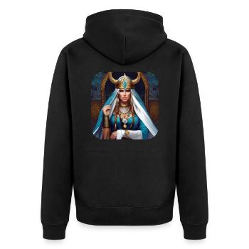 Stolze Wikinger in Germanien Schildmaid - Unisex Premium Bio Zip Hoodie - Schwarz - Hinten - Nico (187cm)