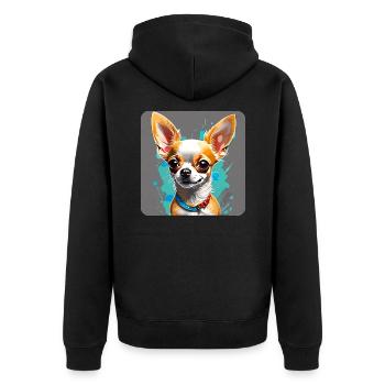 Mignon petit chien chihuahua dans un style comique - Veste à capuche bio Premium Unisexe - noir - Dos - Nico (187cm)