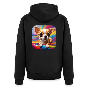 Niedlicher kleiner Chihuahua Hund im Comic Style - Unisex Premium Bio Zip Hoodie - Schwarz - Hinten - Nico (187cm)