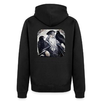 Wikinger Odin mit Raben II - Unisex Premium Bio Zip Hoodie - Schwarz - Hinten - Nico (187cm)