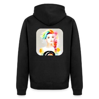 Cool girl with rainbow hair - Unisex Premium Organic Zip Hoodie - black - Back - Nico (187cm)