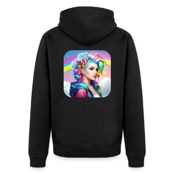 Cool girl with rainbow hair - Unisex Premium Organic Zip Hoodie - black - Back - Nico (187cm)