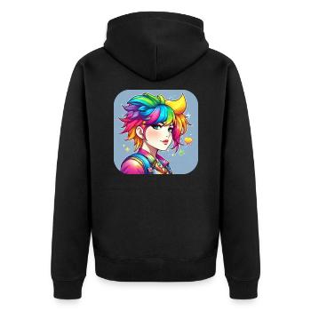 Naughty girl with rainbow hair - Unisex Premium Organic Zip Hoodie - black - Back - Nico (187cm)