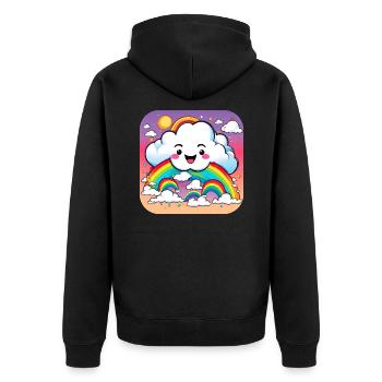 Cute cloud with rainbow - Unisex Premium Organic Zip Hoodie - black - Back - Nico (187cm)