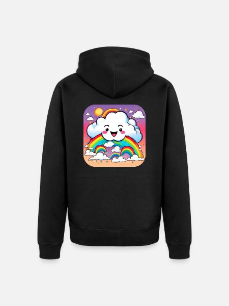 Cute cloud with rainbow - Unisex Premium Organic Zip Hoodie - black