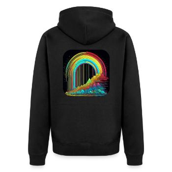 Montagnes à motif psychédélique avec arc-en-ciel - Veste à capuche bio Premium Unisexe - noir - Dos - Nico (187cm)
